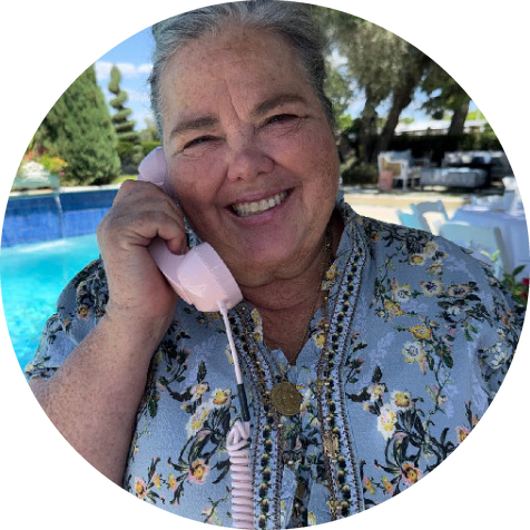 Smiling on the phone, praying together from afar